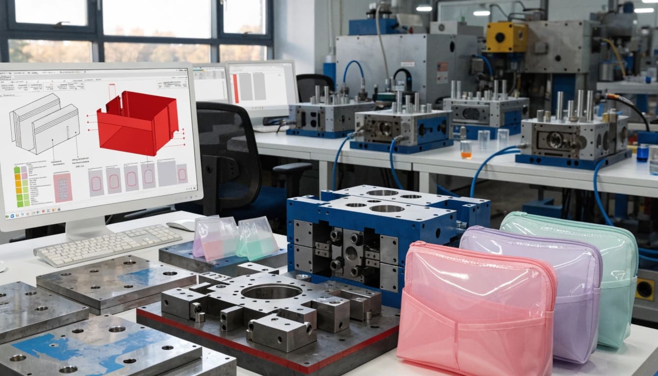 Design and development process showing 3D modeling workstation