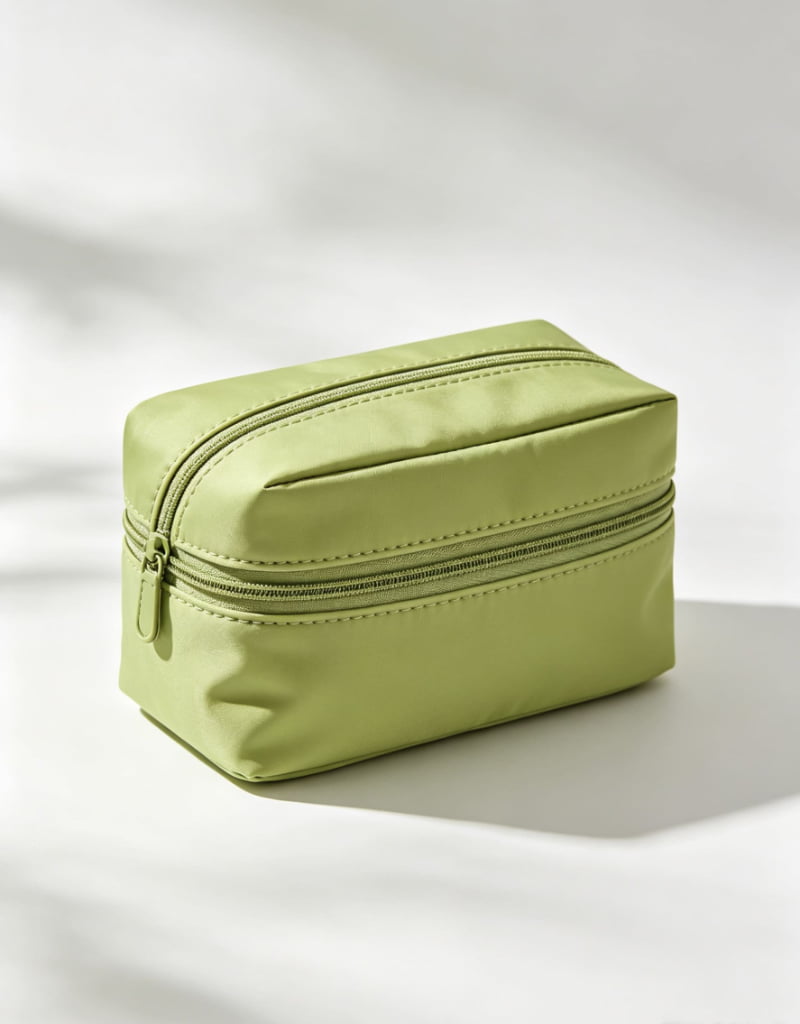 Double-layer zipper makeup bag