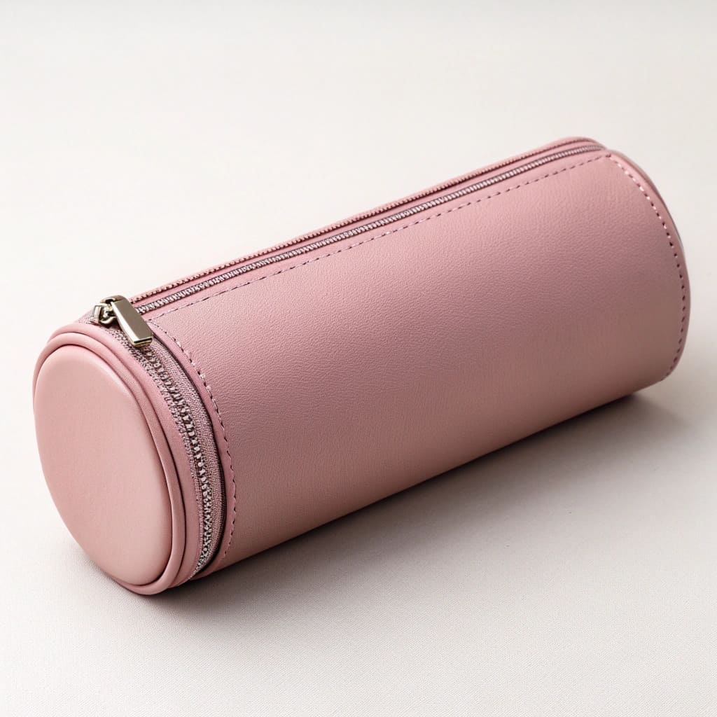 Cylindrical makeup bag