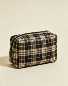 Checkered Portable Makeup Bag