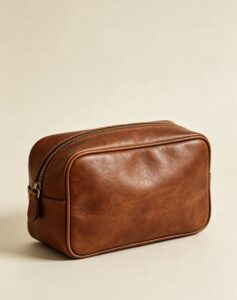Oil wax leather makeup bag