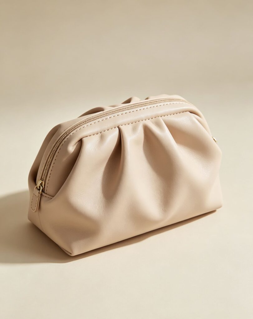 Soft leather makeup bag